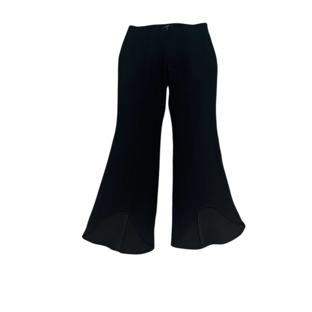DREW Black Flared high low leg opening flat front lightweight Pants side zip 0